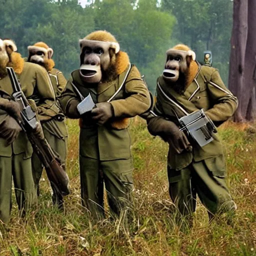 Prompt: Soviet ape hybrid soldiers