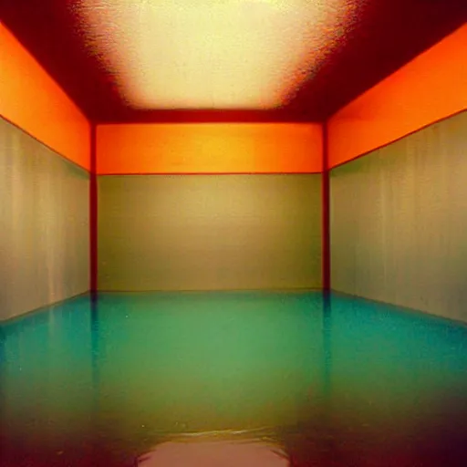 Image similar to Beautiful colored-photo cameraphone 2005 soft liminal Photograph of an infinite water-filled room