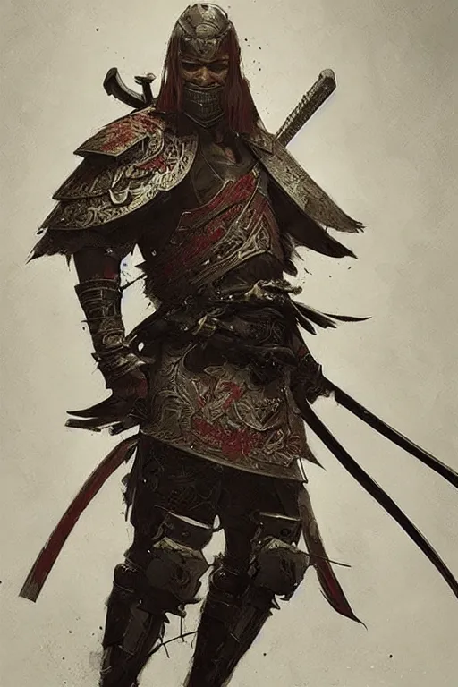 Prompt: epic samurai warrior concept arts, by greg rutkowski, intricate details, highly detailed