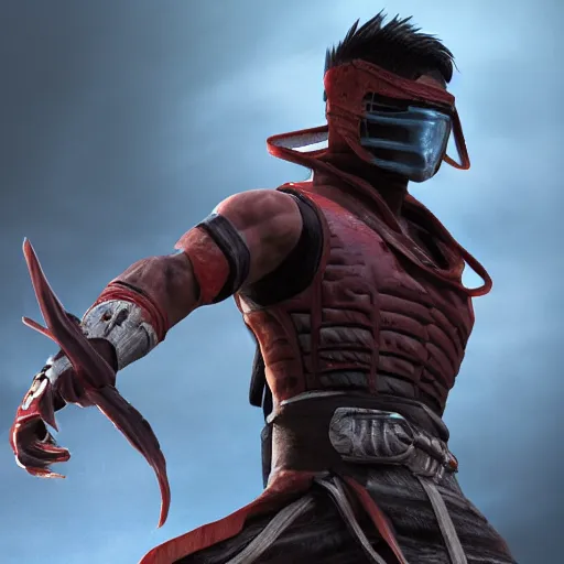 Image similar to kenshi from mortal kombat, octane render, detailed picture, concept art, illustration, Ray tracing reflection