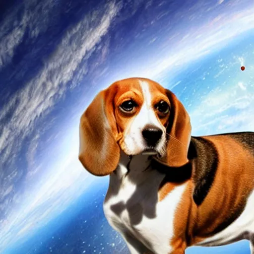 Prompt: beagle dog in space