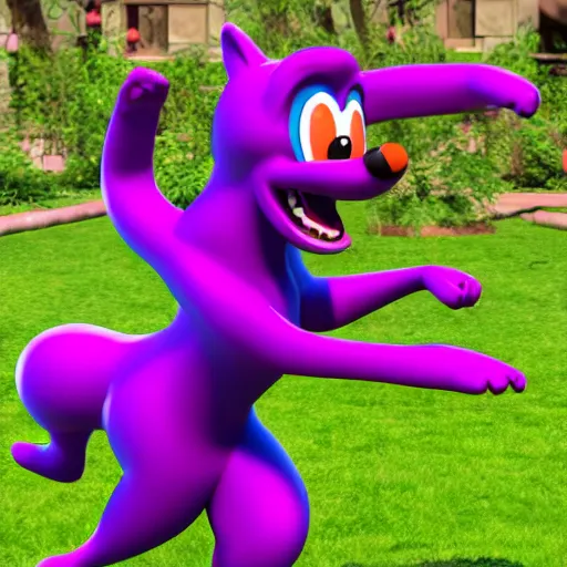 Prompt: a beautiful 3d render of a purple dog dancing, in the style of disney, comic book style, the dog is doing a ballet dance, highly detailed, 8k resolution