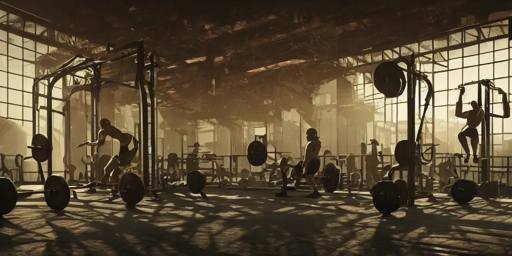 Image similar to lifting in the gym, realistic 4 k octane beautifully detailed render, 4 k post - processing, highly detailed, intricate complexity, epic composition, magical atmosphere, cinematic lighting, masterpiece, ultra hd