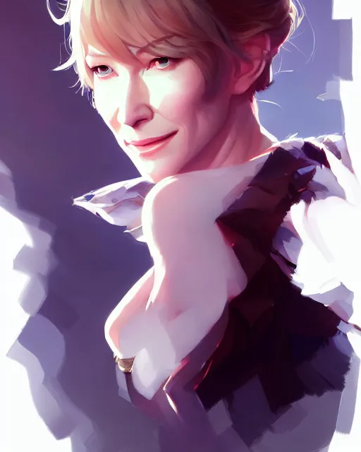 Image similar to cate blanchett, portrait shinkai makoto studio ghibli studio key hideaki anno sakimichan stanley artgerm lau rossdraws james jean marc simonetti elegant highly detailed digital painting artstation pixiv