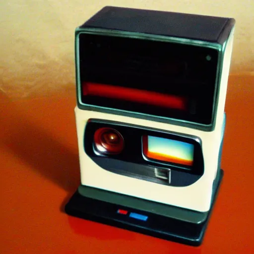 Prompt: old polaroid of a retro futurist computer, award winning