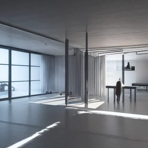Image similar to minimal 3 d indoor structure, atmospheric lighting, octane render 8 k, detailed, ultra high details, cinematic composition