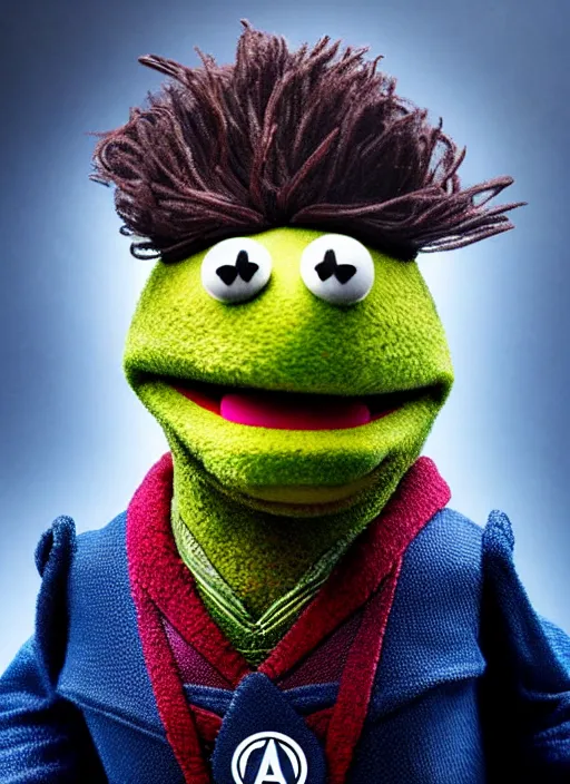 Image similar to studio portrait still of muppet!!!!! doctor strange in avengers endgame!!!!!! as a muppet muppet as a muppet, 8 k, studio lighting, key light,