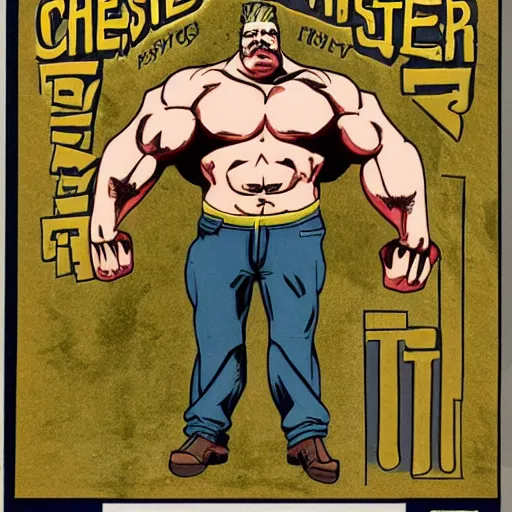 Prompt: gk chesterton with big muscles and a shotgun