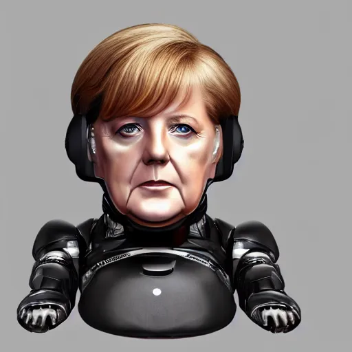 Prompt: angela merkel android robot reveal high detailed, trending on artstation perfectly detailed, high quality