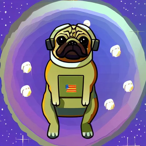 Prompt: pixel art, highly detailed, astronaut pug in space.