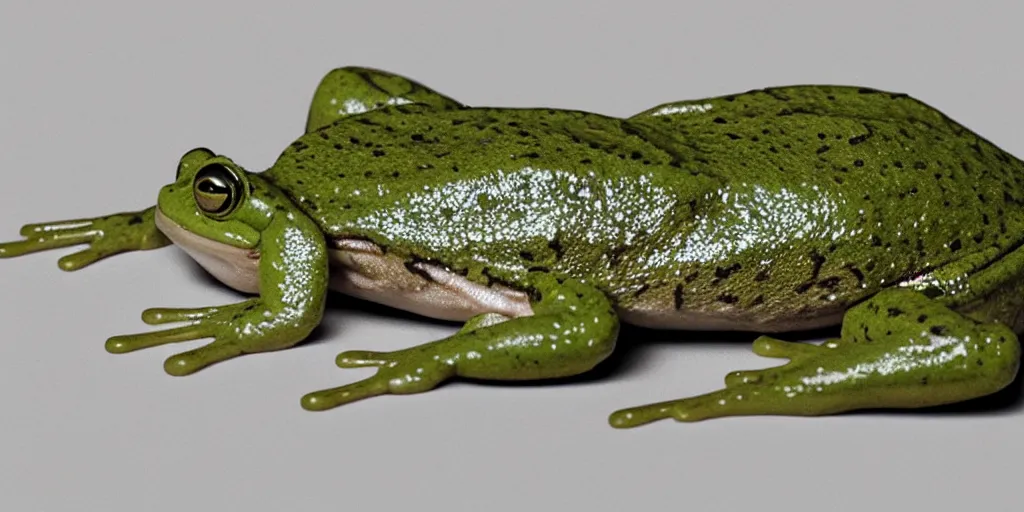 Image similar to frog dissected on to white cardboard, octane render