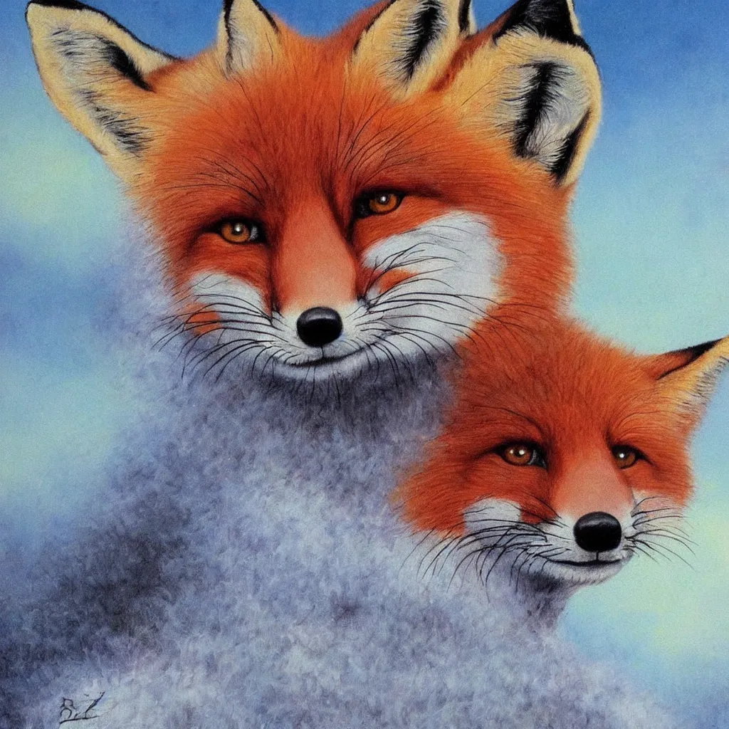 Prompt: fox face by bob ross