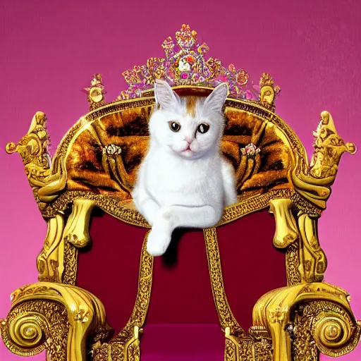 royal princess cat wearing a crown and jeweled collar