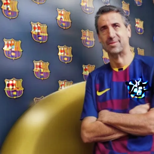 Prompt: The FC Barcelona president as a maniacal criminal mastermind