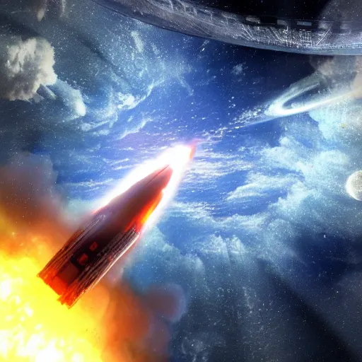 Image similar to a spaceship burning through the atmosphere, the image is taken from inside the space, ship, realistic