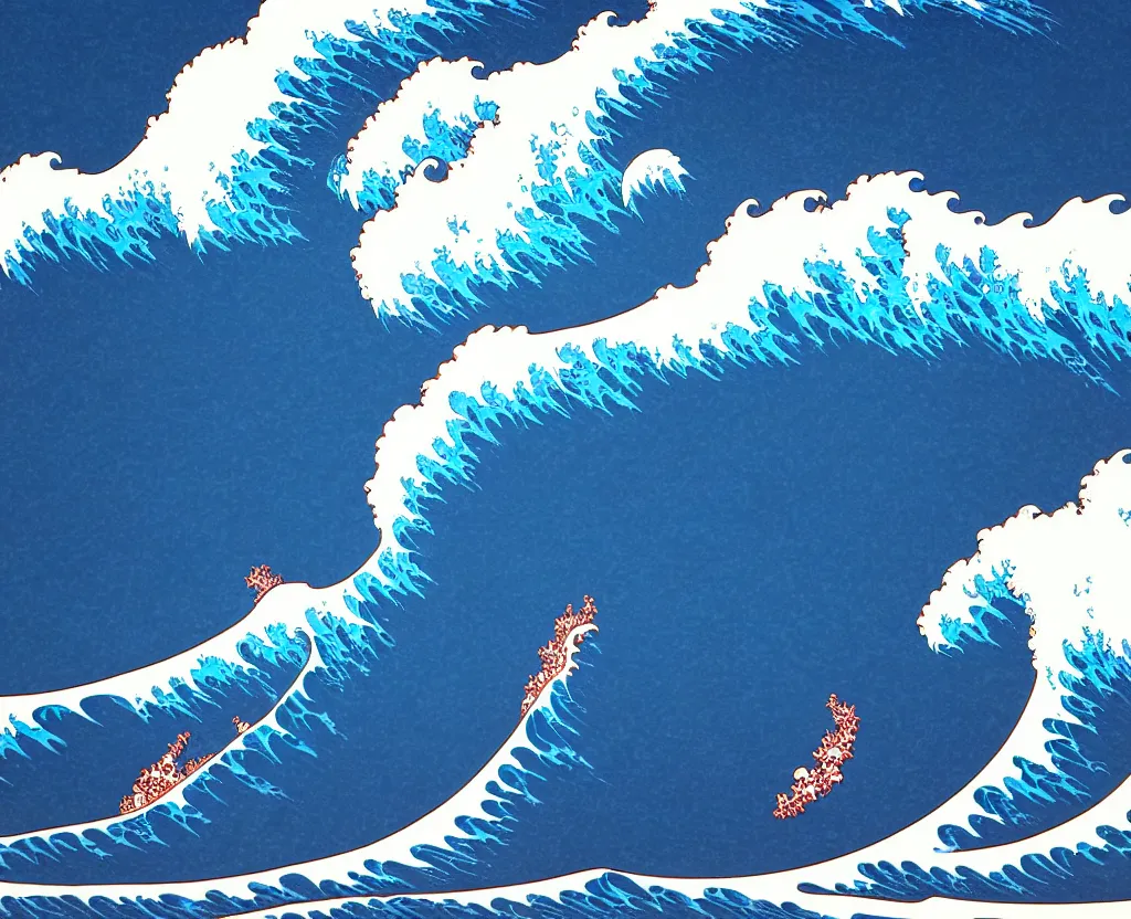 Prompt: banzai pipeline barrel ; ultra - realistic 3 d depth shading ; third reef pipeline by katsushika hokusai