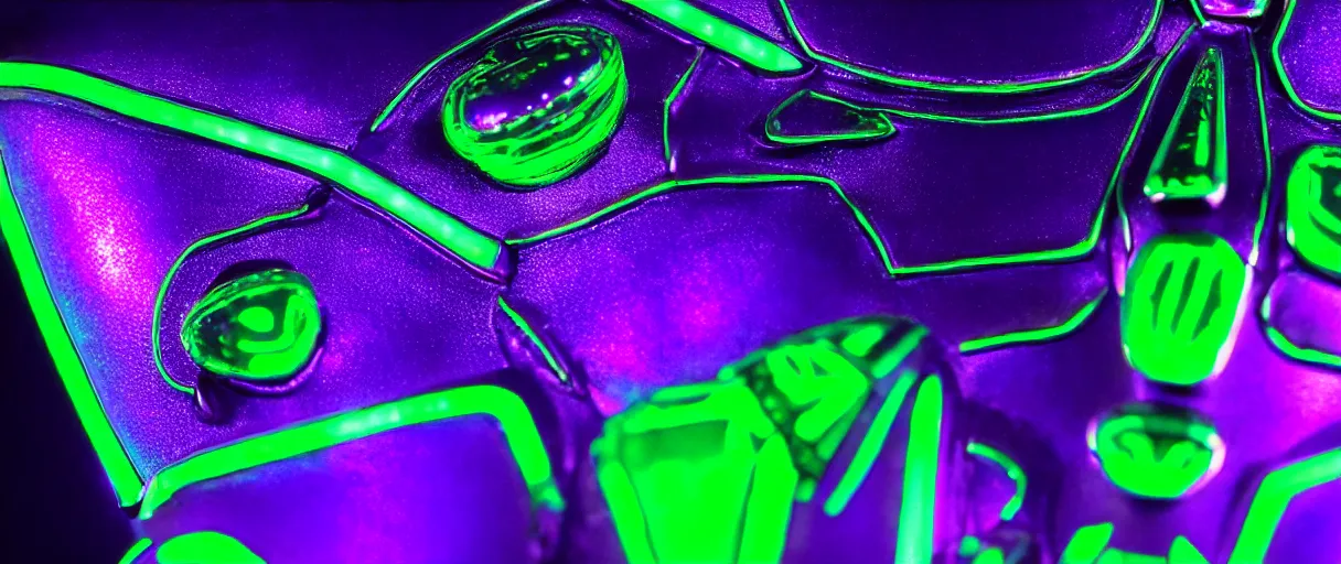 Prompt: high quality photo glowy iridescent cyborg scarab! jeweled very beautiful! highly detailed digital art david ligare elson peter cinematic purple neon lighting high quality low angle hd 8k sharp shallow depth of field