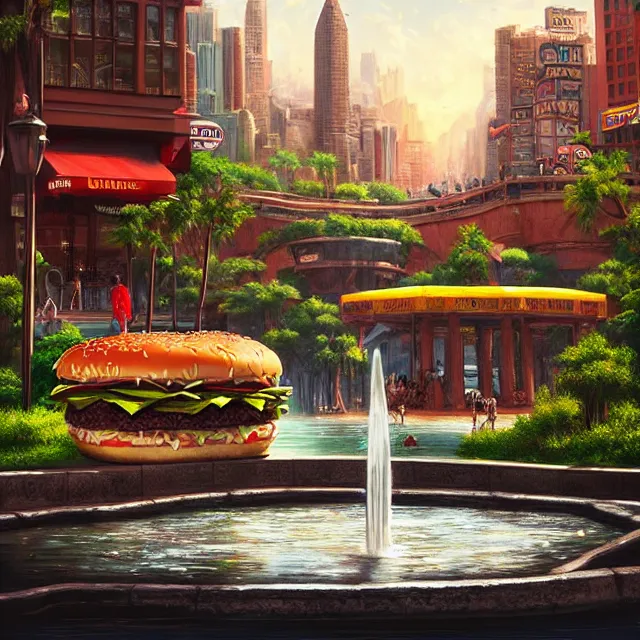 Image similar to epic professional digital art of ⛲️ 🍔 🚋 🐆, best on artstation, breathtaking, epic, stunning, gorgeous, much detail, much wow, cgsociety, wlop, pixiv, behance, deviantart, masterpiece, UHD, 8K