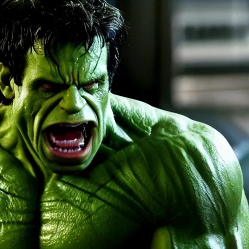 Prompt: ben stiller as the incredible hulk, movie still, hd,