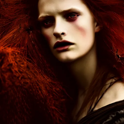 Prompt: photographic portrait of a stunningly beautiful female scottish highlands witch dark moody clouds, contemporary fashion shoot, by edward robert hughes, annie leibovitz and steve mccurry, david lazar, jimmy nelsson, breathtaking, 8 k resolution, extremely detailed, establishing shot, artistic, hyperrealistic, perfect face, octane render