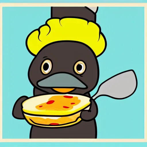 Prompt: cute platypus wearing a chef hat and holding a lasagna with three basil leaves over the lasagna, pixar style, ultradetailed