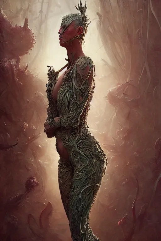 Prompt: Charlize Theron as Venus flytrap, intricate, highly detailed, smooth, artstation, digital illustration by Ruan Jia and Mandy Jurgens and Artgerm and Wayne Barlowe and Greg Rutkowski and Zdislav Beksinski