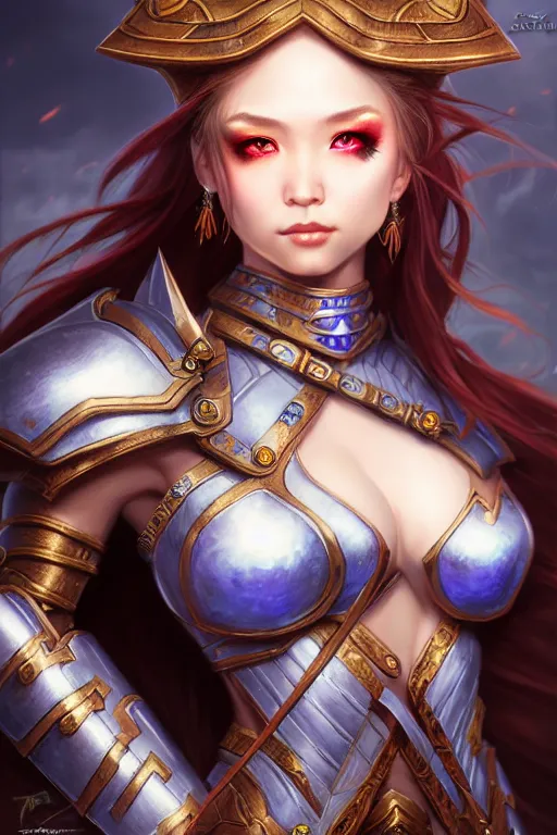 Image similar to sakimi chan, fantasy armor, detailed face, tony sart, sophie anderson