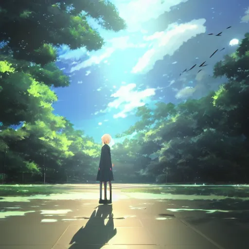 Prompt: artwork by makoto shinkai