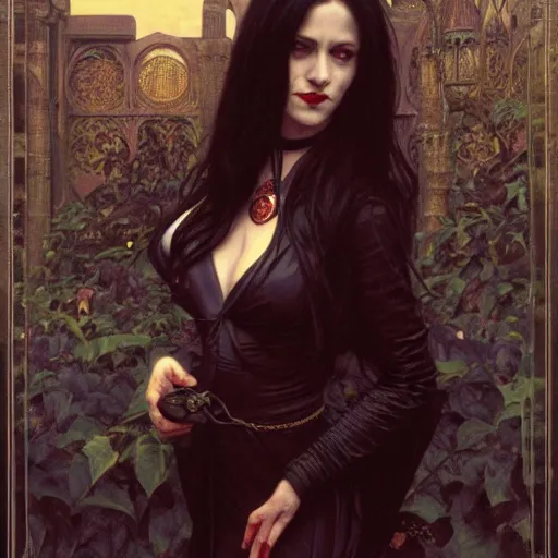 Prompt: portrait of a lady vampire, 35mm, depth of field, DOF, ominous, sharp, highly detailed, photorealistic, realistic, unreal 5, high definition, 8k, artstation, donato giancola, irwin penn, Alphonse Mucha