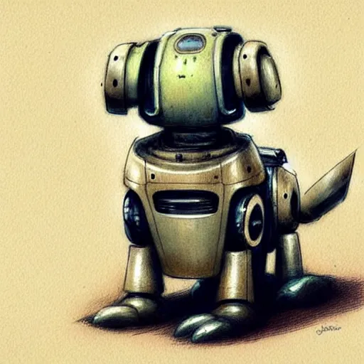 Prompt: cute robot dog, muted colors, by jean - baptiste monge