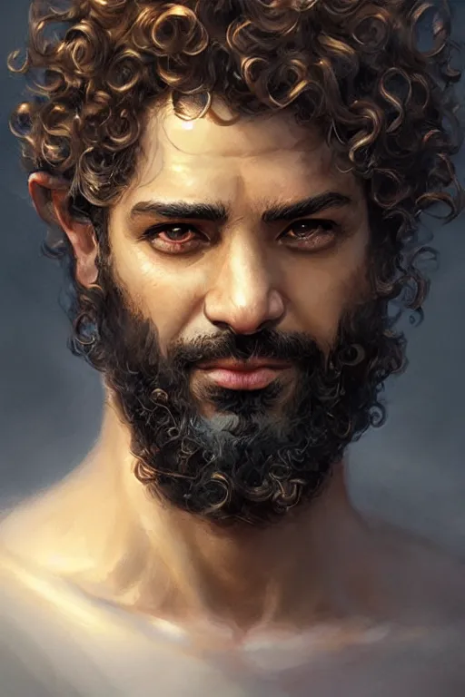 Image similar to a curly - haired persian guy god of the cognition, highly detailed, d & d, fantasy, highly detailed, digital painting, trending on artstation, concept art, sharp focus, illustration, art by artgerm and greg rutkowski and magali villeneuve