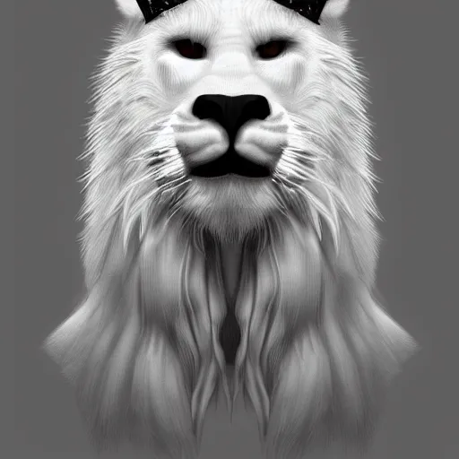 Image similar to portrait of a white panter king with crystal crown and a very long fur, fantasy, trending on artstation, heroic pose, illustration, highly detailed, simple, 8k