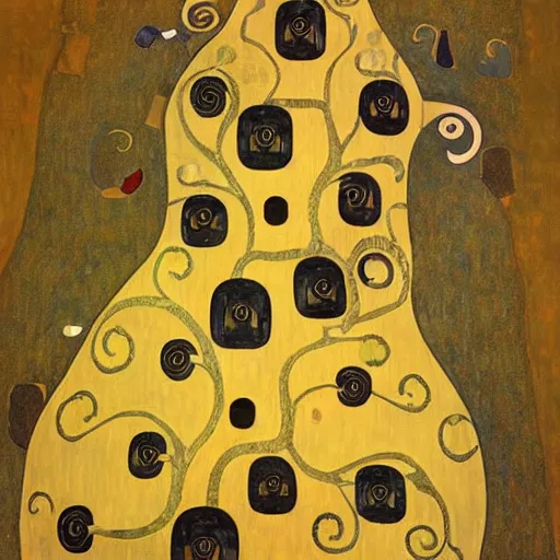 Prompt: tree guitar by gustav Klimt