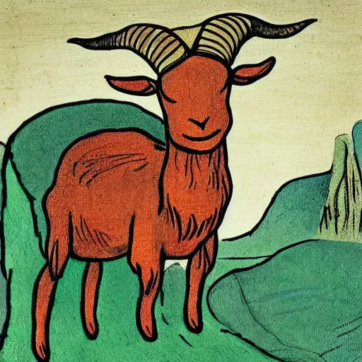 Image similar to a masterpiece illustration of a hellish goat