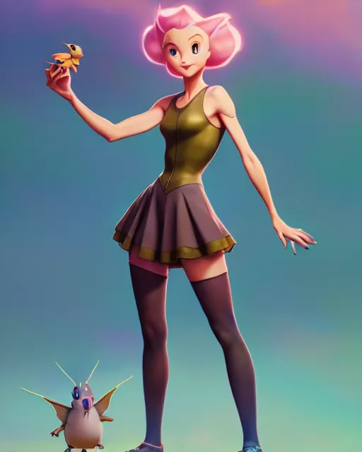 Prompt: weta disney pixar movie still pinup photo of eevvee pokemon humanisation : : as girl by pixar : : by weta, greg rutkowski, wlop, ilya kuvshinov, rossdraws, artgerm, marvel, maxim cover, latex, octane render, sweaty, iridescent, bright morning, anime, liosh, mucha : :