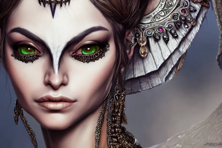 Image similar to a full portrait of a beautiful woman wearing, wearing extremely detailed attire, slim complexity, extremely detailed eyes, medievil, dnd, extremely detailed, high quality, trending on artstation, photo realistic