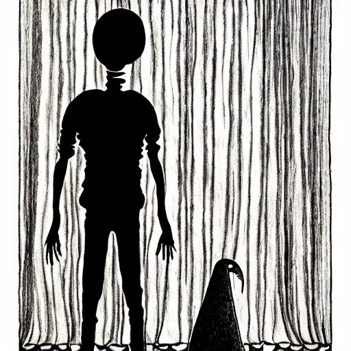 Prompt: Scream (1996) Ghostface illustrated by Edward Gorey