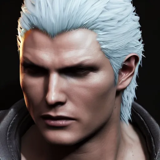 Prompt: vergil from devil may cry, 4k, capcom, octane render, artstation, cgsociety, highly detailed face, sharp focus, ambient occlusion, high contrast,