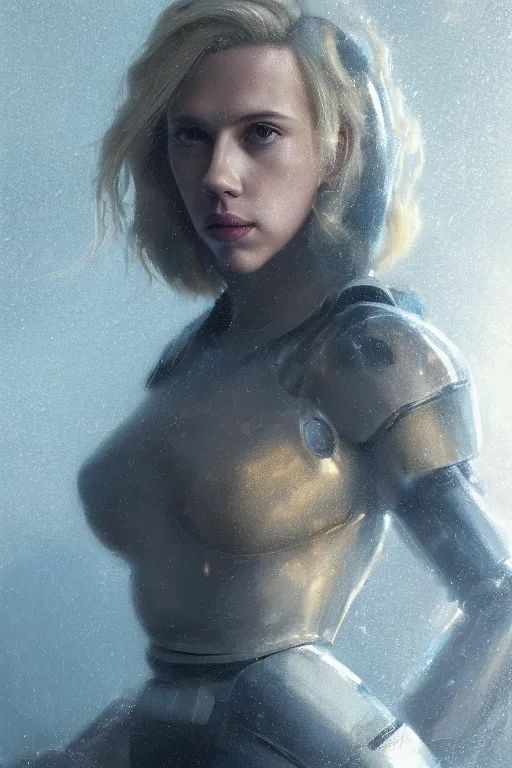 Prompt: a portrait of a robotic Scarlett Johansson by Greg Rutkowski, Sung Choi, Mitchell Mohrhauser, Maciej Kuciara, Johnson Ting, Maxim Verehin, Peter Konig, final fantasy , mythical, 8k photorealistic, cinematic lighting, HD, high details, atmospheric,