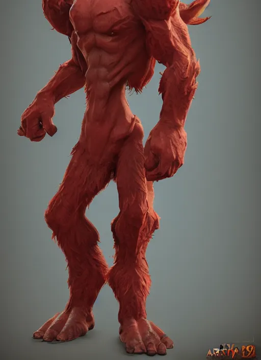 Image similar to а fantasy Proto-Slavic skinny red troll creature inspired blizzard games, full body, detailed and realistic, 4k, trending on artstation, octane render