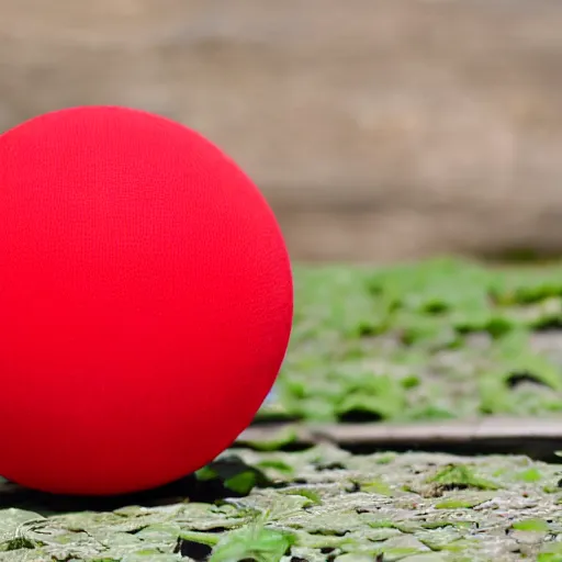 Image similar to a photo showing a red ball and a green cube