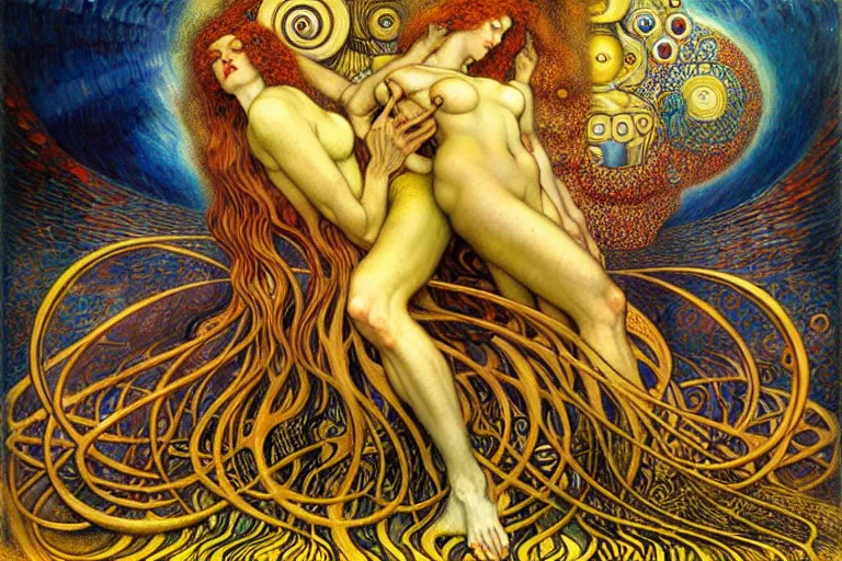 Image similar to Divine Chaos Engine by Karol Bak, Jean Delville, William Blake, Gustav Klimt, and Vincent Van Gogh, symbolist, visionary