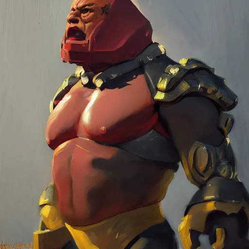 Prompt: greg manchess portrait painting of fully armored red lights the foundation aka dwayne the rock as overwatch character, medium shot, asymmetrical, profile picture, organic painting, sunny day, matte painting, bold shapes, hard edges, street art, trending on artstation, by huang guangjian, gil elvgren, ruan jia, greg rutkowski, gaston bussiere