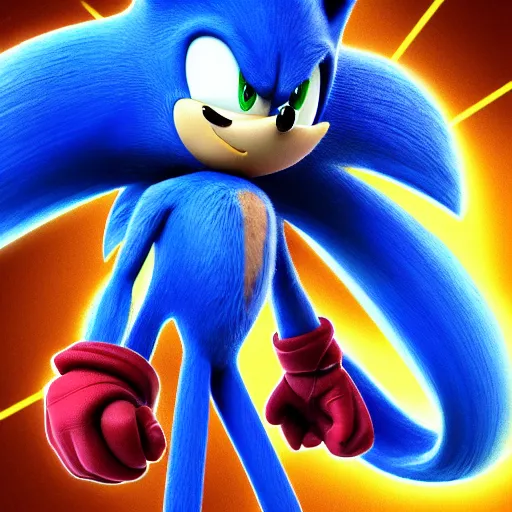 Image similar to 3 d animated sonic wearing an ironman suit