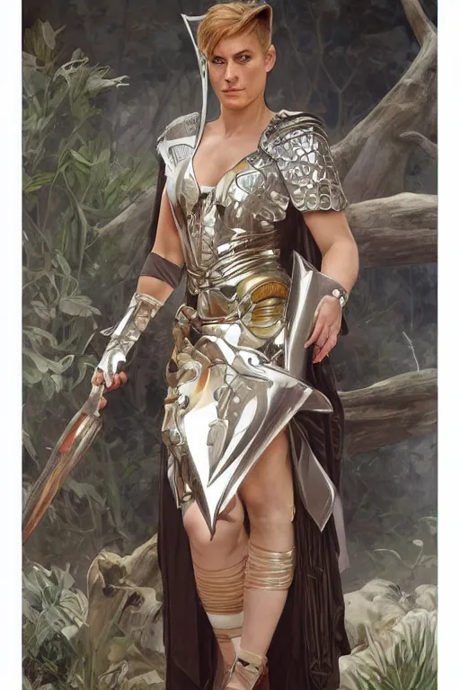 Prompt: portrait of strong caracal wearing a toga. smooth silver armour, deep focus d & d fantasy, elegant porcelain highlights, by artgerm and greg rutkowski and alphonse mucha