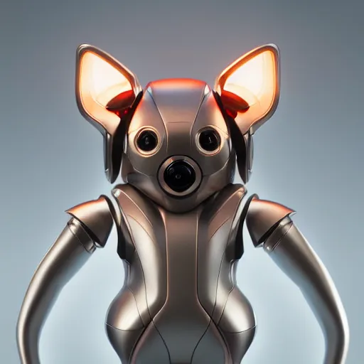 Prompt: product photo of a futuristic stylized pet robot by artgerm and greg rutkowski and alphonse mucha, zaha hadid, kitten puppy teddy mix, super cute, awww, volumetric light, detailed, octane render, midsommar