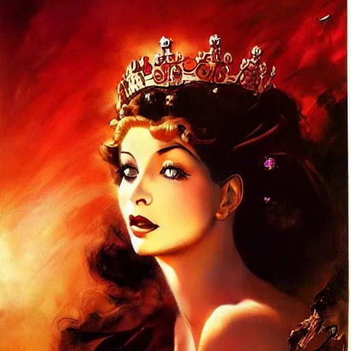 Image similar to princess of the dreamlands, beautiful! coherent! by mariusz lewandowski, by frank frazetta, deep colors, strong lines, high contrast