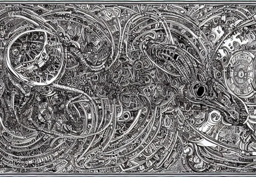 Image similar to small schematic blueprint of highly detailed ornate filigreed convoluted ornamented elaborate cybernetic rat, centered composition, wide angle, zoomed out, art by da vinci