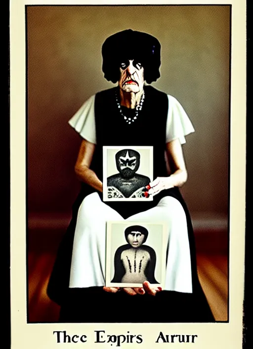 Prompt: the emperor tarot card, diane arbus portrait photography