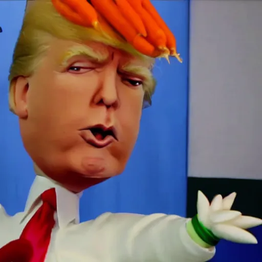 Image similar to donald trump as a carrot, claymation